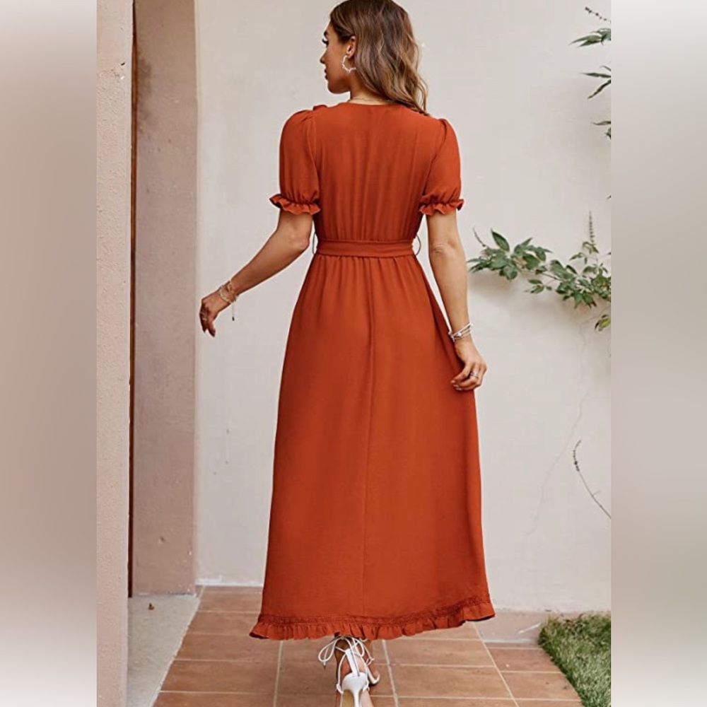 Orange red flows dress